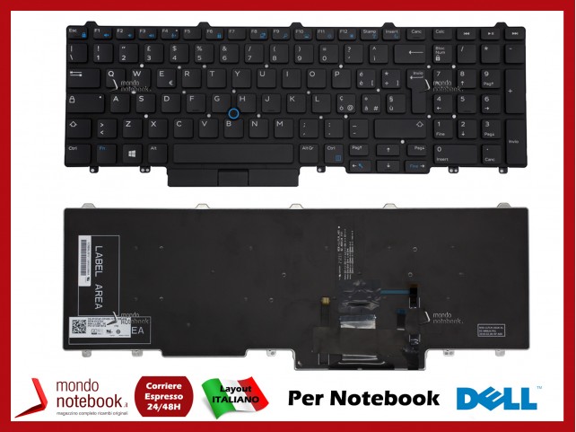 Tastiera Notebook DELL Latitude 15 E5000 Precision 15 3000 Retroilluminata con Trackpoint
