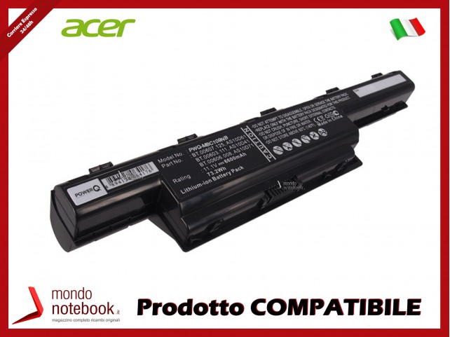 Batteria PowerQ per Acer e altri brand 6600mAh 11.1V P/N 31CR19/652 Nero