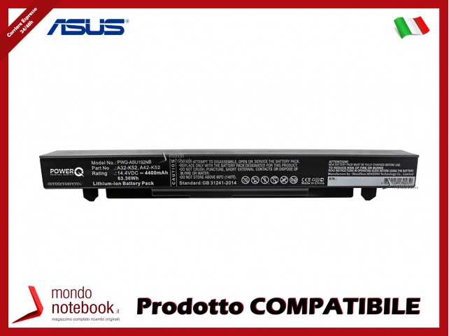 Batteria PowerQ per Asus A450 4400 mAh 14.4V P/N A41-X550 Nero