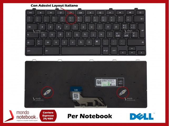 Tastiera Notebook DELL Chromebook 13 (3380) 11 (3180) con Adesivi Layout Italiano