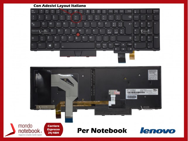 Tastiera Notebook Lenovo ThinkPad T570 T580 con Trackpoint (Retroilluminata) con adesivi layout ITALIANO