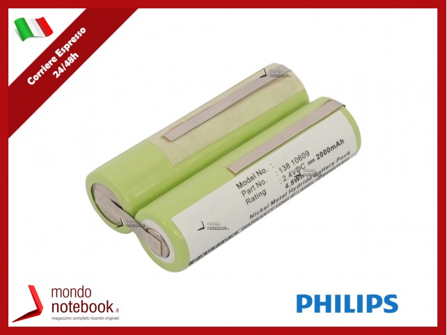 Batteria 138_10609 2.4V 2000mAh 4,8Wh Norelco Philips Remington Panasonic Grunding