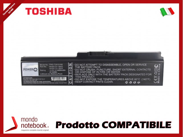 Batteria PowerQ per Toshiba Satellite L700D 4400 mAh 10.8V P/N PA3817U-1BAS Nero