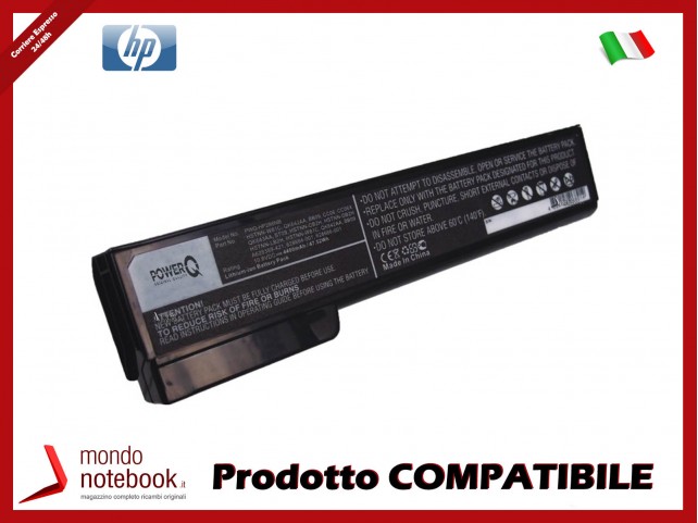 Batteria PowerQ per HP EliteBook 8460p 8560p 4400 mAh 10.8V P/N 628369-421 Nero