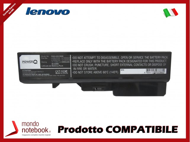 Batteria PowerQ per Lenovo IdeaPad B470 4400 mAh 11.1V P/N 121000935 Nero