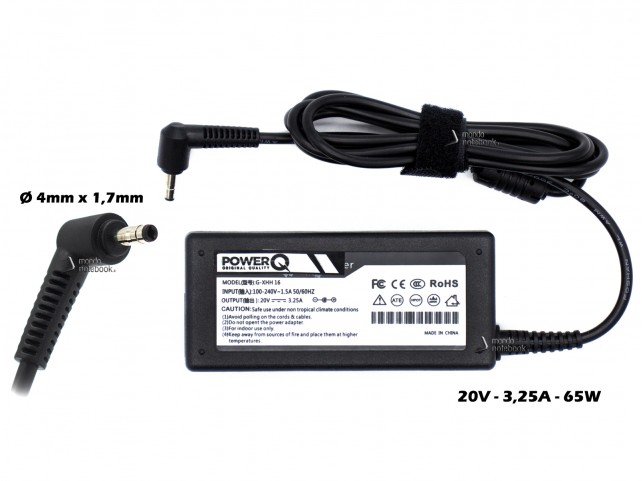 Alimentatore PowerQ per LENOVO 65W 20V 3,25A (4mm x 1,7mm)