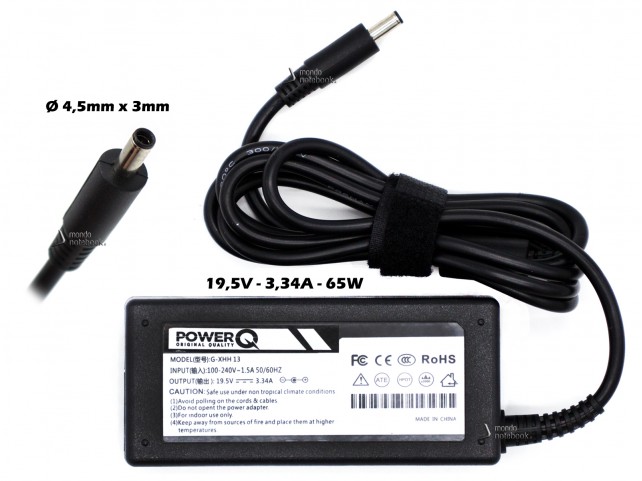 Alimentatore PowerQ per DELL 65W 19,5V 3,34A (4,5mm x 3mm)