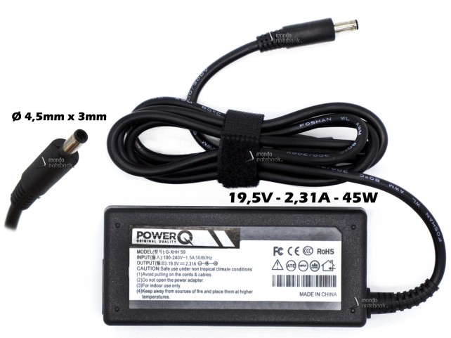 Alimentatore PowerQ per DELL 45W 19,5V 2,31A (4,5mm x 3mm)