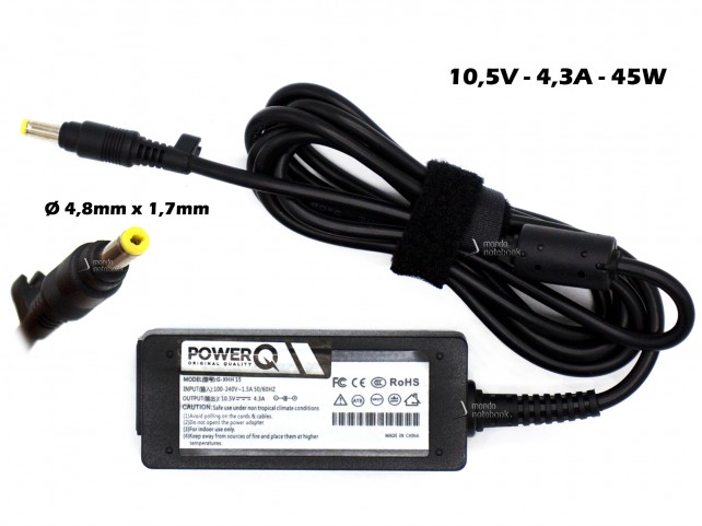 Alimentatore PowerQ per SONY 45W 10,5V 4,3A (4,8mm x 1,7mm)