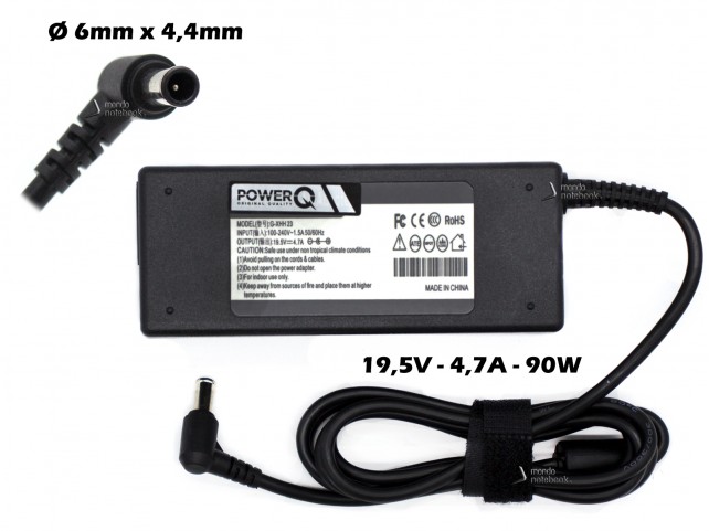 Alimentatore PowerQ per SONY 90W 19,5V 4,7A (6mm x 4,4mm)