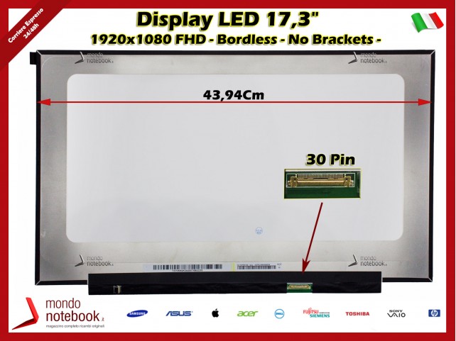 Display LED 17,3" (1920x1080) FHD (NO BRACKETS) 30 Pin DX NV173FHM-N4G