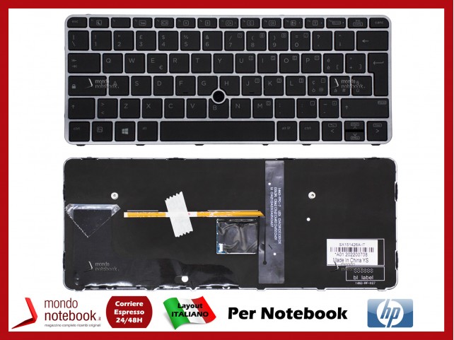 Tastiera Italiana HP EliteBook 820 G4 725 G3 820 G3 [Versione 12"] (Frame GRIGIO) (CON PUNTATORE) 813302-061 6037B0113006 V1514