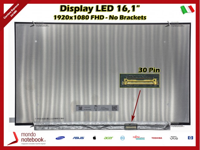 Display LED 16,1" (1920x1080) FHD (NO BRACKET) 30 Pin DX HP 16-A 16-A0021NL