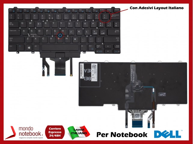 Tastiera Notebook DELL Latitude 3340 3350 E5450 E5470 E7450 E7470 (NERA) Retroill - Trackpoint con Adesivi Layout Italiano