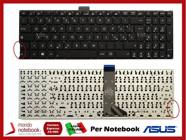 Tastiera Notebook ASUS X555 K555 X556 X553M K553 P552 (SENZA FRAME)(NERA) ITA