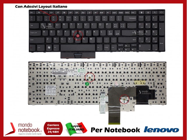 Tastiera Notebook Lenovo ThinkPad Edge E520 E525 (Con Trackpoint) Con Adesivi Layout Italiano