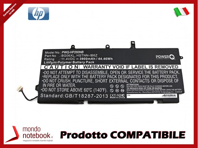 Batteria PowerQ per HP EEliteBook 1040 G3-V1A85EA 3900 mAh 11.4V P/N 804175-181 Nero
