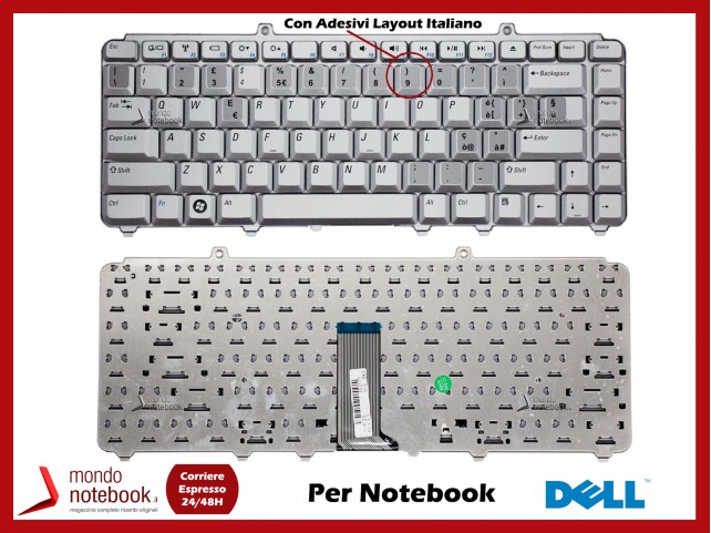 Tastiera Notebook DELL Inspiron 1420 1520 1525 1526 XPS M1330 M1550 (SILVER) Con Adesivi Layout Italiano