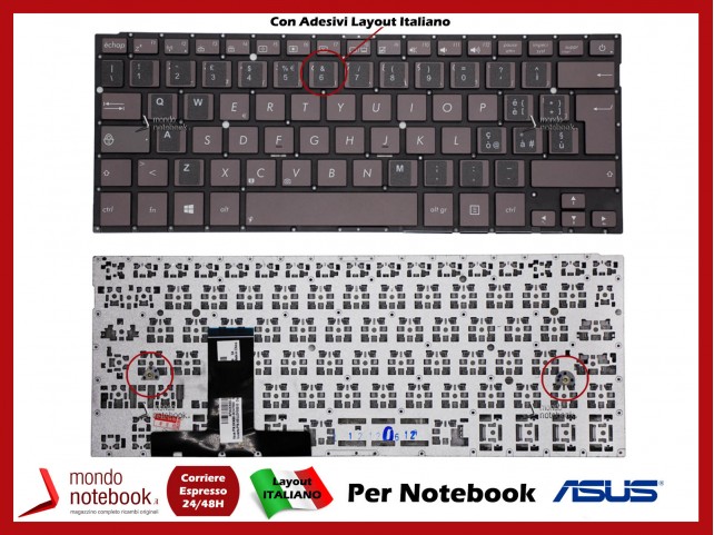 Tastiera Notebook ASUS UX31A (MARRONE)(Senza Frame) RETROILL. Con Adesivi Layout ITALIANO