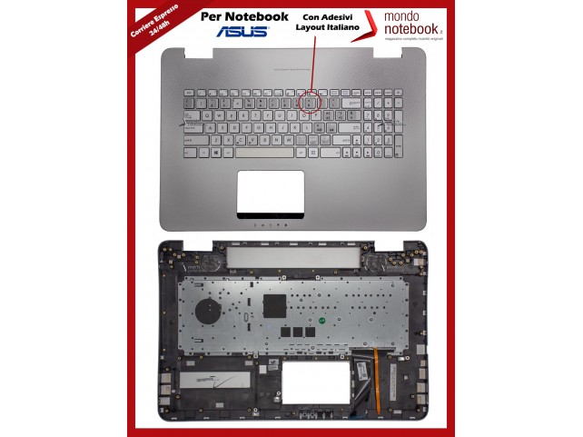 Tastiera con Top Case ASUS N751JK N751JX Retroilluminata (CON ADESIVI LAYOUT ITA)