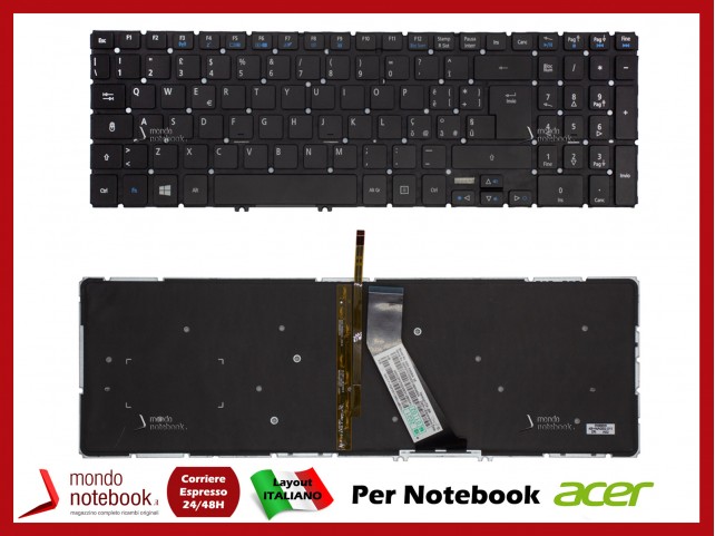 Tastiera Notebook ACER Aspire V5-531 V5-571 (SENZA FRAME) (RETROILLUMINATA) Versione 2