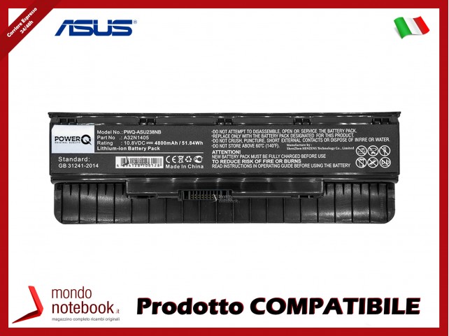 Batteria PowerQ per Asus G551 4800 mAh 10.8V P/N 0B110-00300000 Nero