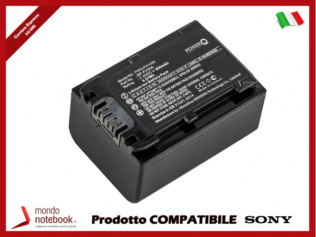 Batteria PowerQ per Sony FDR-AX33 900mAh 7.3V P/N NP-FV50A