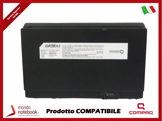 Batteria PowerQ per Compaq e altri brand 4400mAh 11.1V P/N 493529-371 Nero