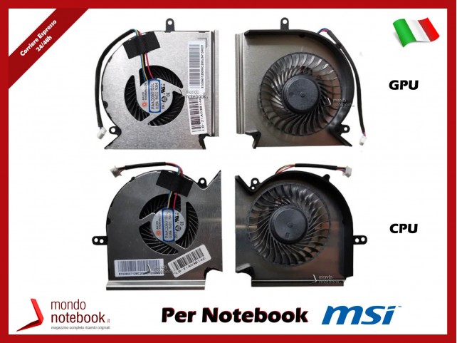 Ventole Dual Fan MSI GL63 GE63 GP63 GV63 GL73 GP73 GE73 V R MS-16P1 16P7 (Coppia)