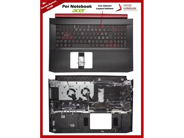 Tastiera con Top Case ACER Nitro AN517-51 Versione per 1660T con ADESIVI Layout Italiano