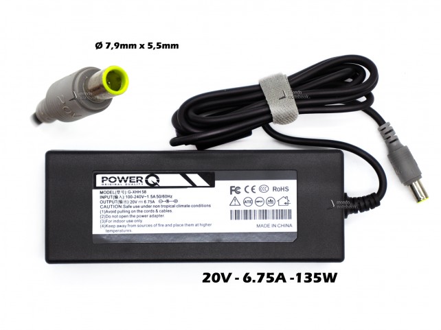 Alimentatore PowerQ per LENOVO 135W 20V 6.75A (7,9mm x 5,5mm)