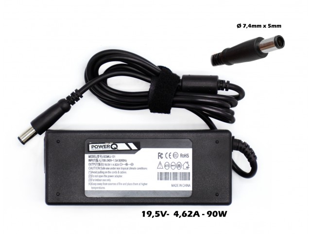 Alimentatore PowerQ per DELL 90W 19,5V 4,62A (7,4mm x 5mm)