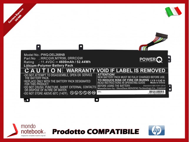 Batteria PowerQ per DELL P56F002 4600 mAh 11.4V P/N 05041C Nero