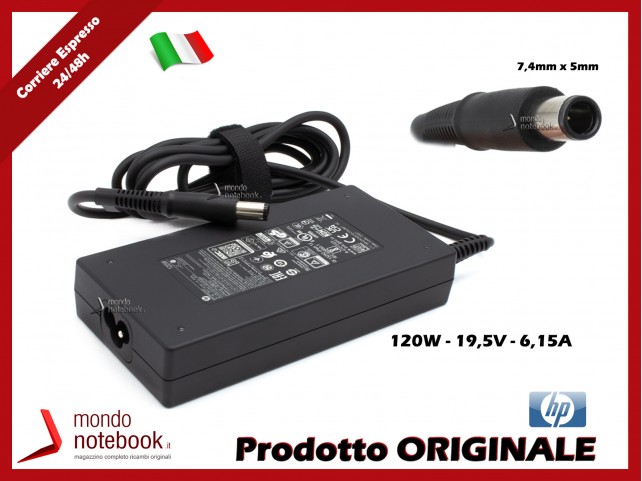 Alimentatore Originale HP 120W 19,5V 6,15A (7,4mm x 5mm) Slim