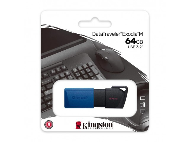 FLASH DRIVE KINGSTON USB 3.0 64GB "EXODIAM"- USB3.2 - DTXM/64GB - NERO+BLU