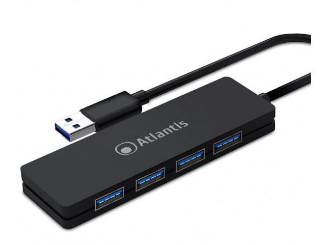 HUB ATLANTIS P014-UH340 4 PORTE USB3.0 CAVO 1M NERO