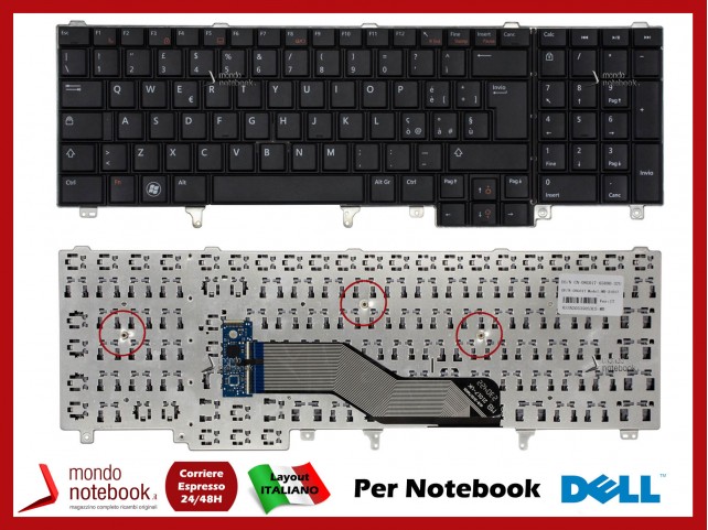 Tastiera Notebook DELL Latitude E6520 E6530 E6540 Precision M4600 M4800 Senza Trackpoint IT