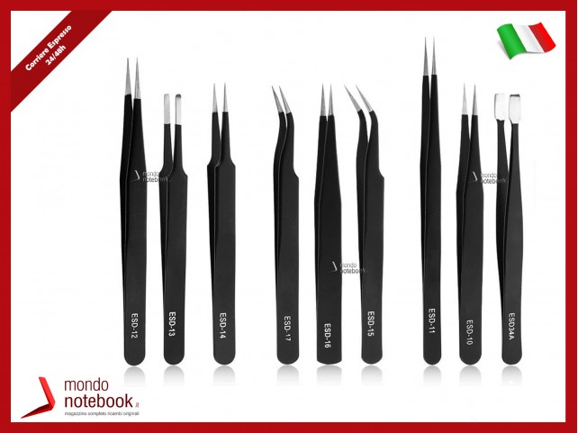 Set 9 Pinzette Antistatiche ESD Anti-magnetica [ESD-10/ESD-11/ESD-12/ESD-13/ESD-14/ESD-15/ESD-16/ESD