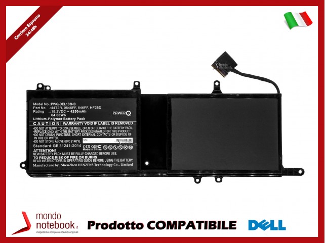 Batteria PowerQ per DELL Alienware 15 R3 Max-Q 4250 mAh 15.2V P/N 0546FF Nero