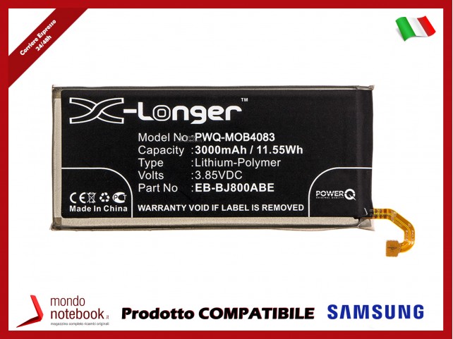 Batteria PowerQ per Samsung Galaxy A6 2018 3000mAh 3.85V P/N EB-BJ800ABE