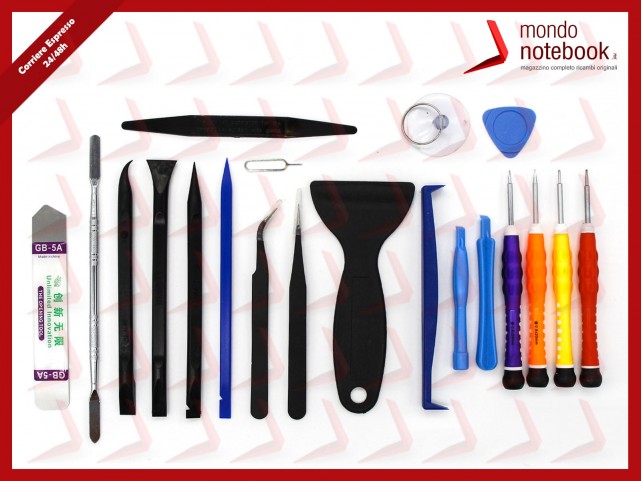Tool Kit Set Apertura Riparazione Smartphone Iphone Tablet Leve Giraviti Pinzetta 20Pz
