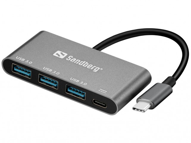 Sandberg USB-C to 3 x USB 3.0 Converter  USB-C to 3xUSB 3.0 Hub + PD,