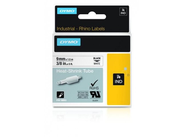 Ind Heat-Shrink Tube Labels -  9Mm X 1,5M - Black On White