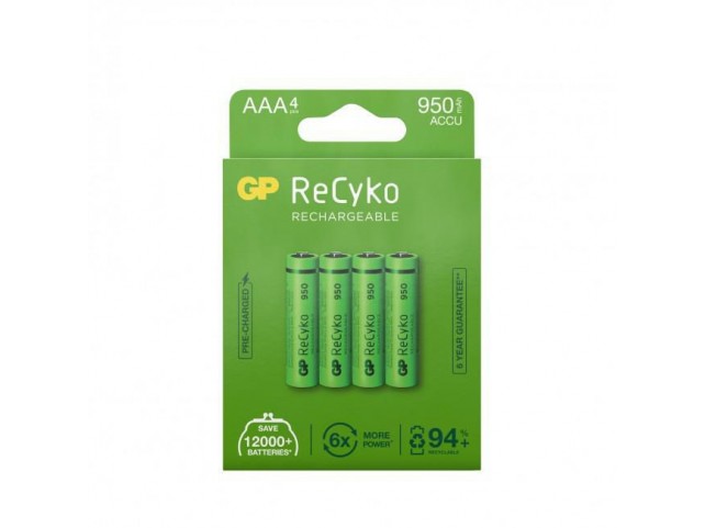 GP Batteries Recyko 100AAAHCE-2GBW4/AAA,  Rechargeable, 4-pack ReCyko,
