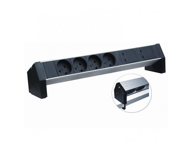 Retex Aluminium Pdu 380X45X45Mm.  Table. 4-Way K Outlet+