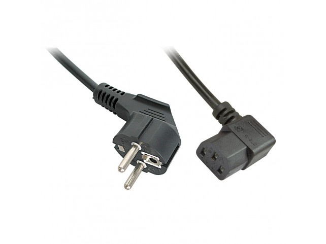 Lindy 2m Schuko to C13 Angled Mains  Cable, lead free