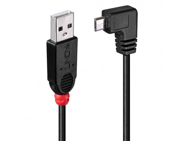 Lindy 2m USB 2.0 Type A to Micro-B  Cable, 90 Degree Right Angle