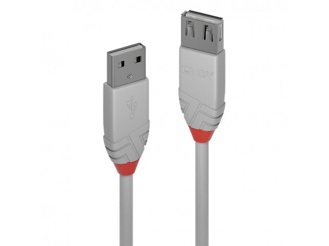 Lindy 1m USB 2.0 Type A Extension  Cable, Anthra Line, Grey