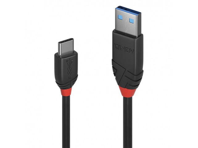 Lindy 1m USB 3.2 Type A to C Cable,  10Gbps, Black Line