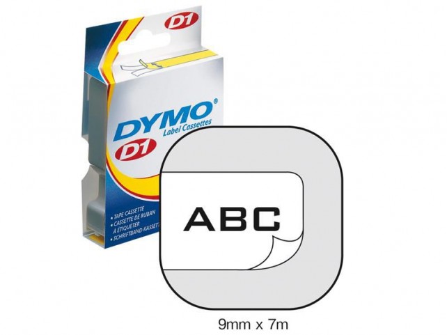 DYMO Tape D1 Black On White 9mmx7m  